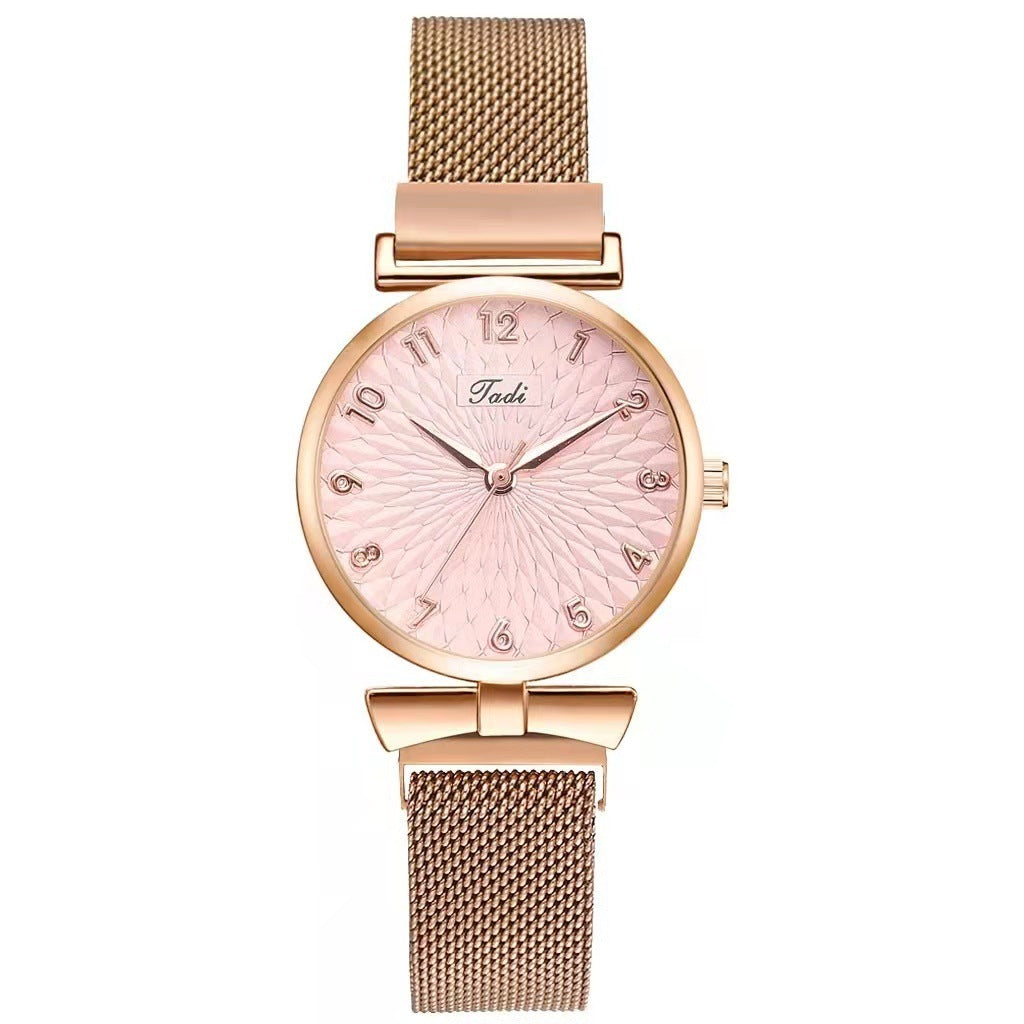 Mesh Band Magnetic Strap Ladies Bracelet Quartz Watch Set