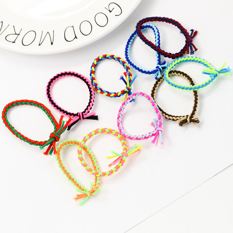 Contrasting Color Rubber Band Braided Twist Hair Tie