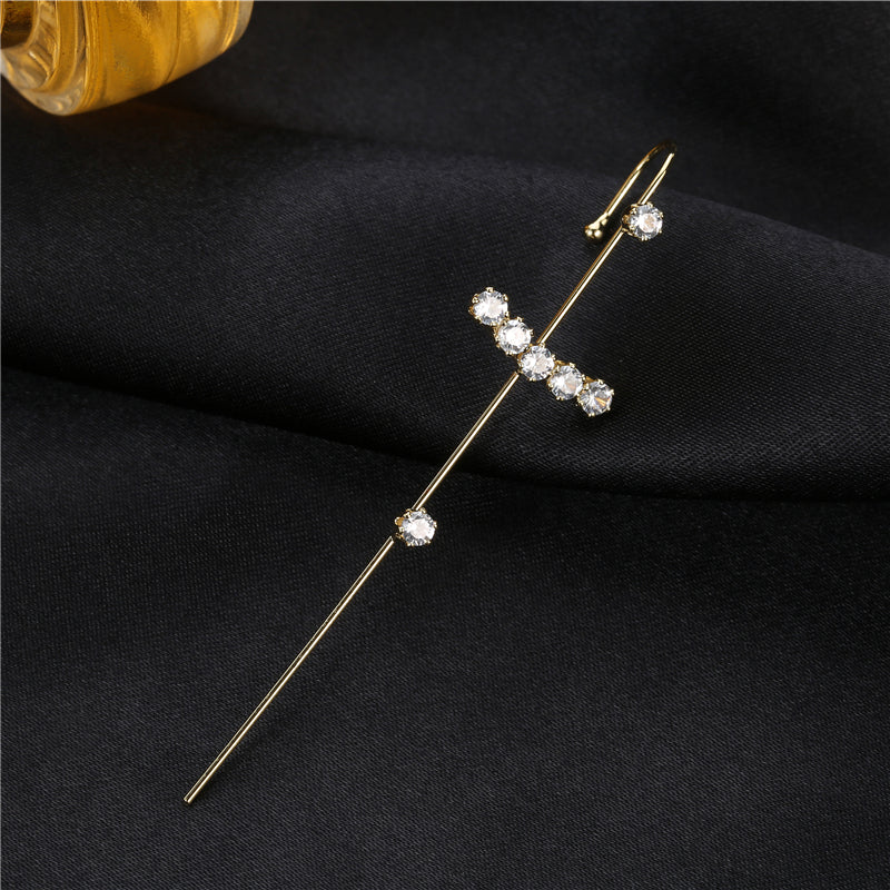 Rhinestone Piercing Ear Hanging Single