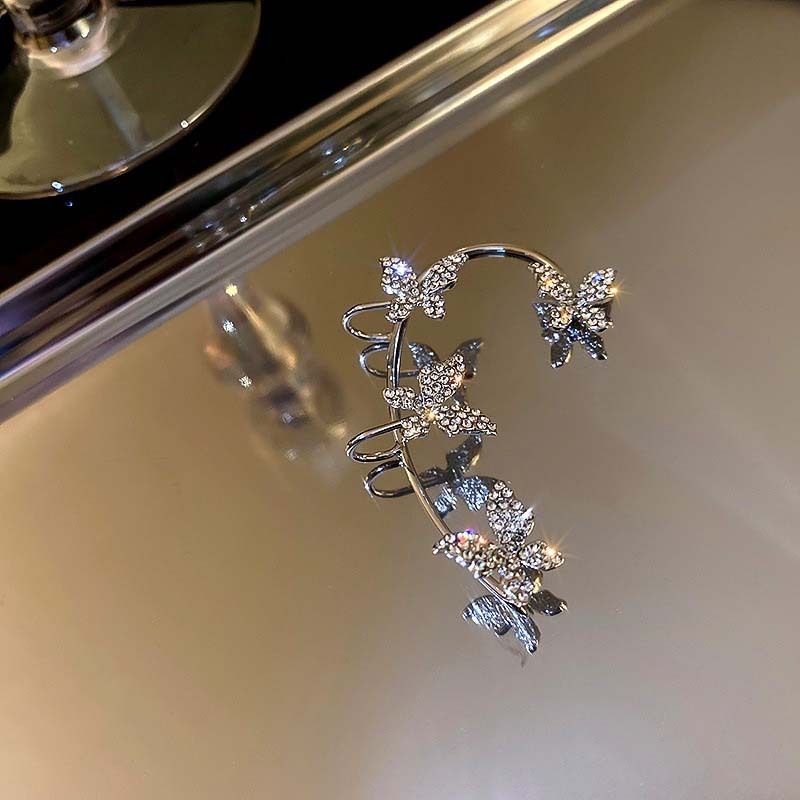 Korea Diamond Butterfly Ear Hook Without Pierced Bone Clip