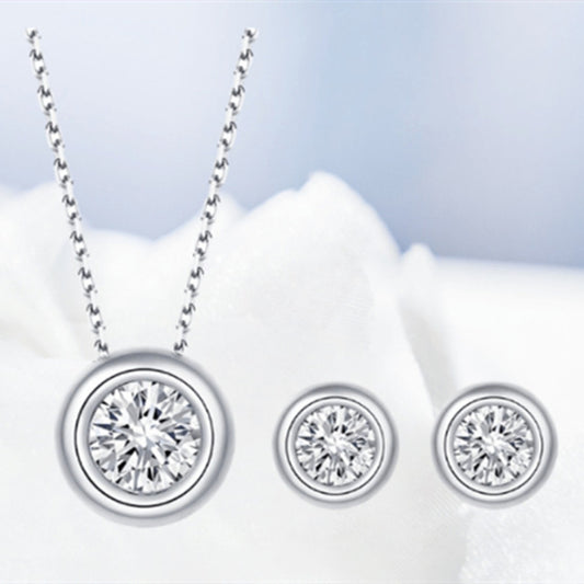 S925 Sterling Silver Round Moissanite Jewelry Set