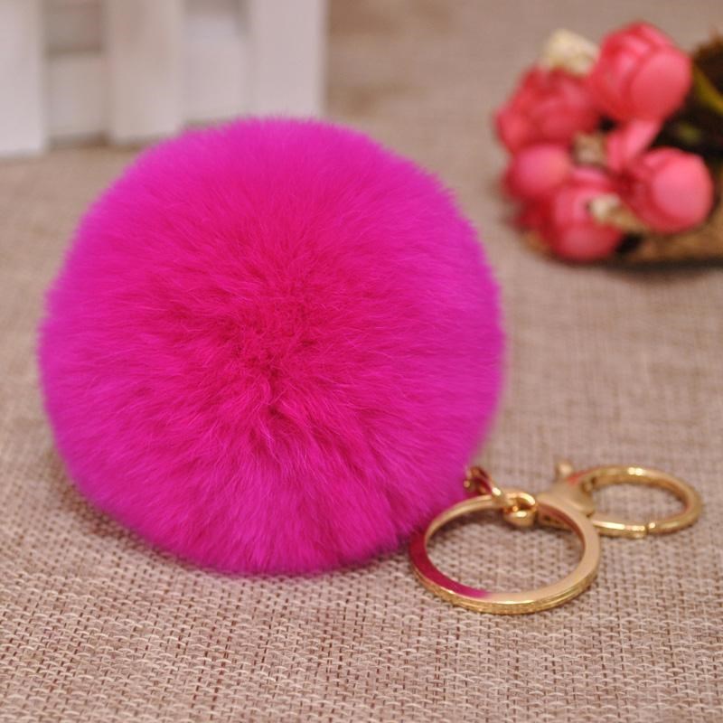 Cute Rex Rabbit Fur Ball Keychain