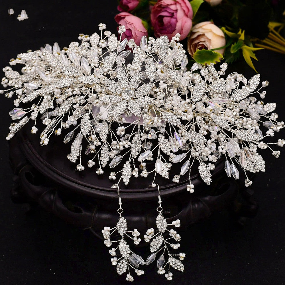 Rhinestone Leaf Handmade Headband Bridal Wedding Headdress