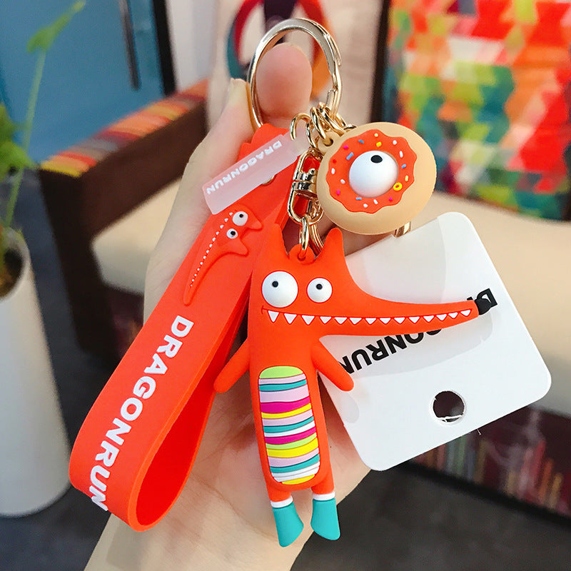 Funny Ugly Cute Eye-Eyed Elephant Keychain Cute Cartoon Epoxy Eye-Eyed Cow Car Key Chain Ring Bag Pendant