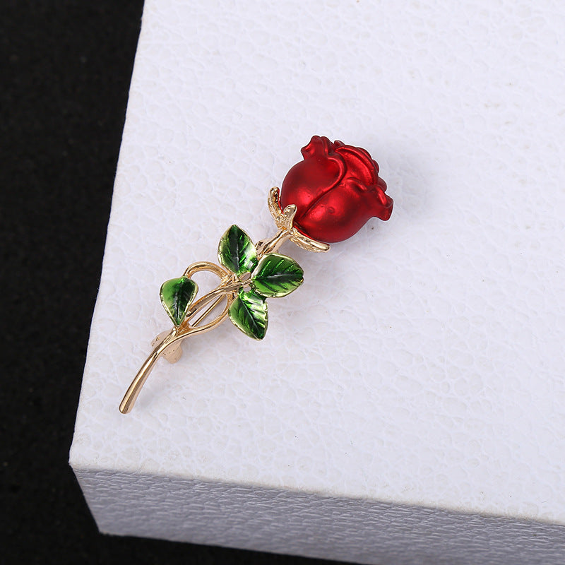 Three-dimensional Rose Flower Rhindiamond-style Brooch Anti-glitter Buckle French Accessories