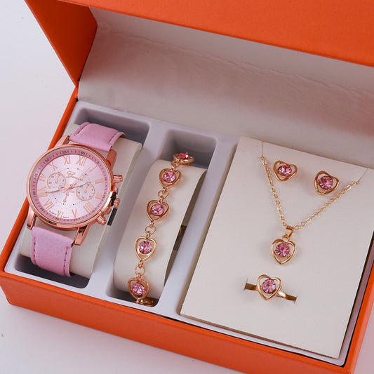 Chic Graduated Belt Watch & Jewelry Set