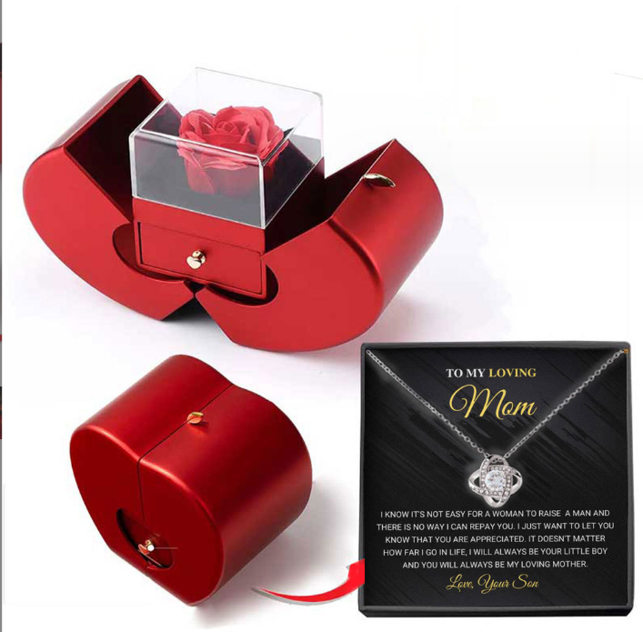 Eternal Rose Red Apple Fashion Jewelry Box Gift with Necklace