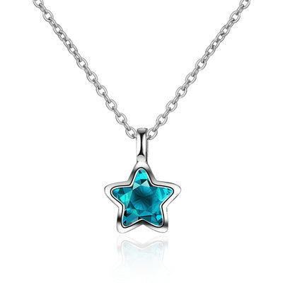 Blue Five-pointed Star Ear Buckle Clavicle Chain