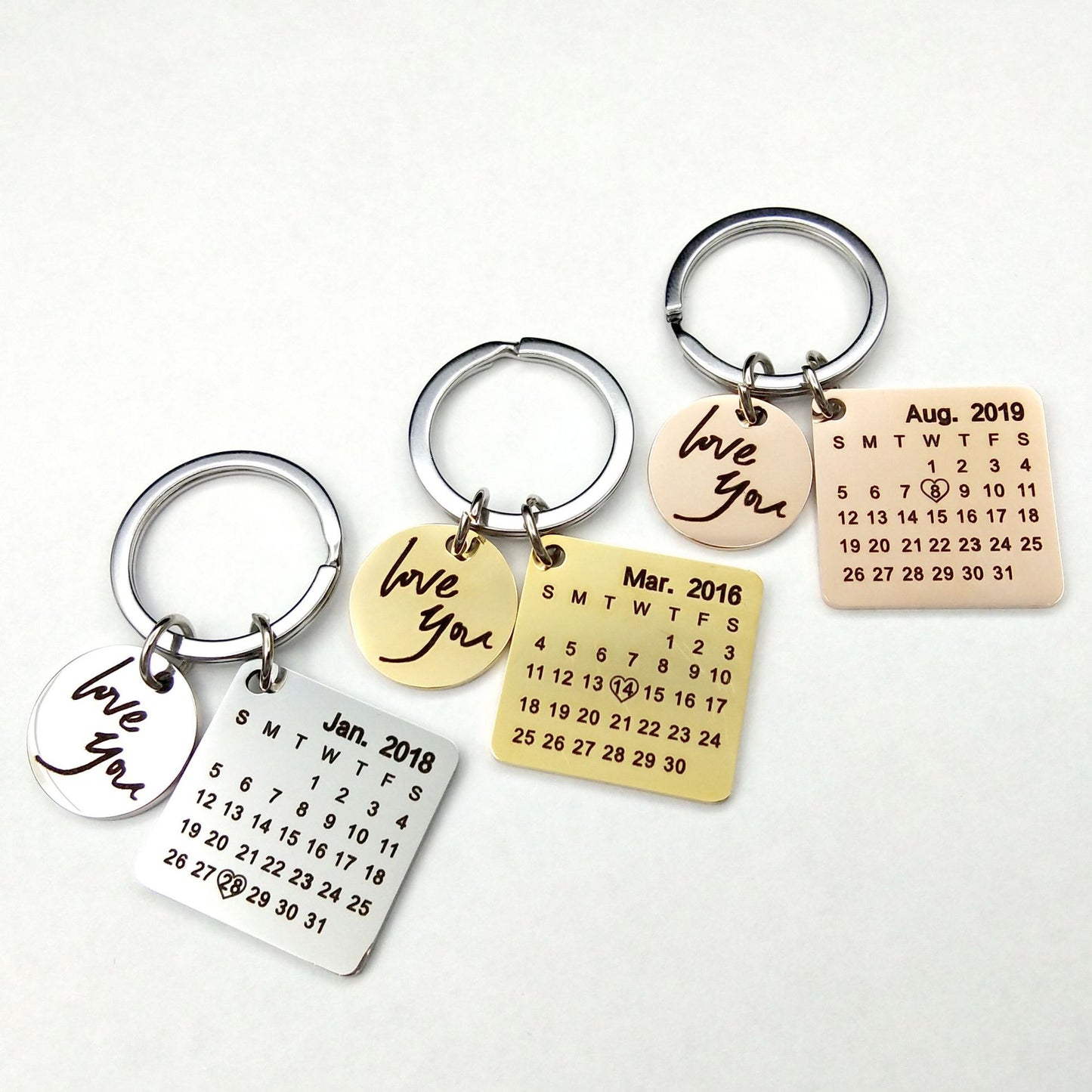 Diy Calendar Lettering Keychain Couple Valentines Day Birthday