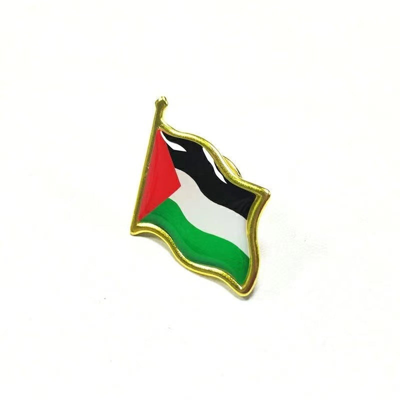 Epoxy Three-dimensional Butterfly Clasp Badge Palestine Flag Brooch