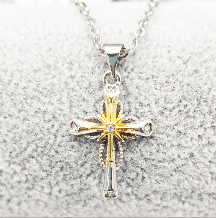 Octagonal Star Cross Alloy Pendant Necklace