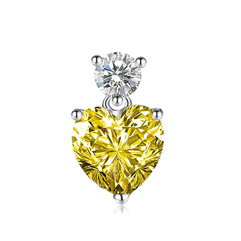 Mosan Diamond Heart Yellow Diamond Diamond Necklace Pendant