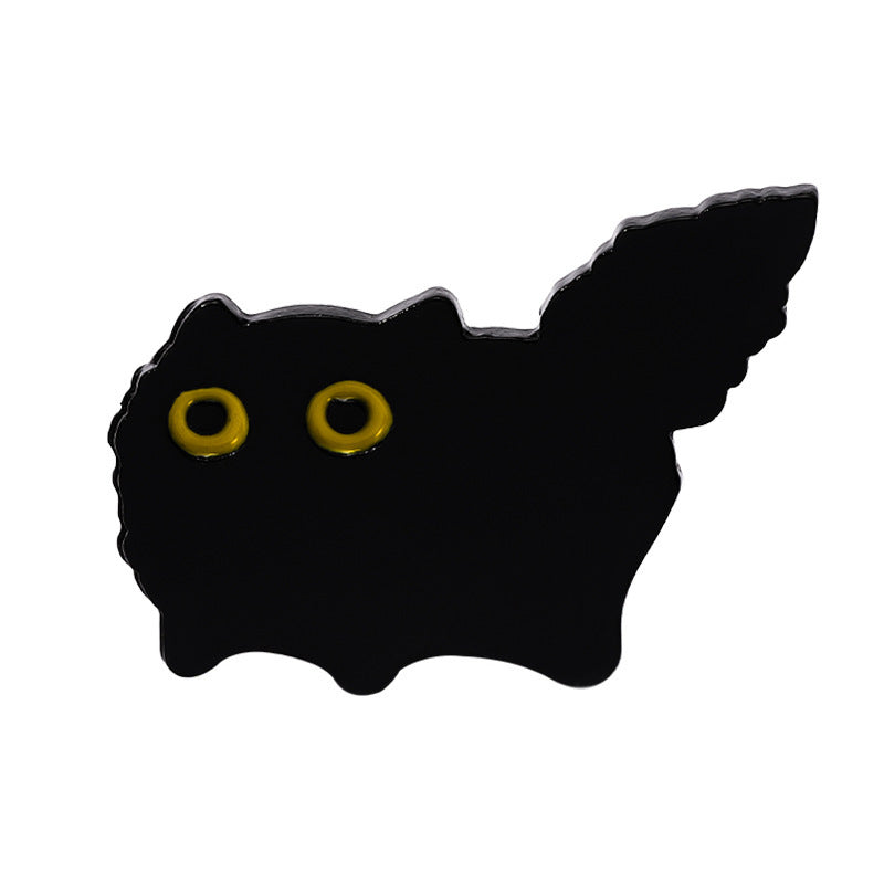 Small Black Cat Brooch Metal Plating Badge Waist-tight Pin Square Walk-away Collar Accessories Buckle