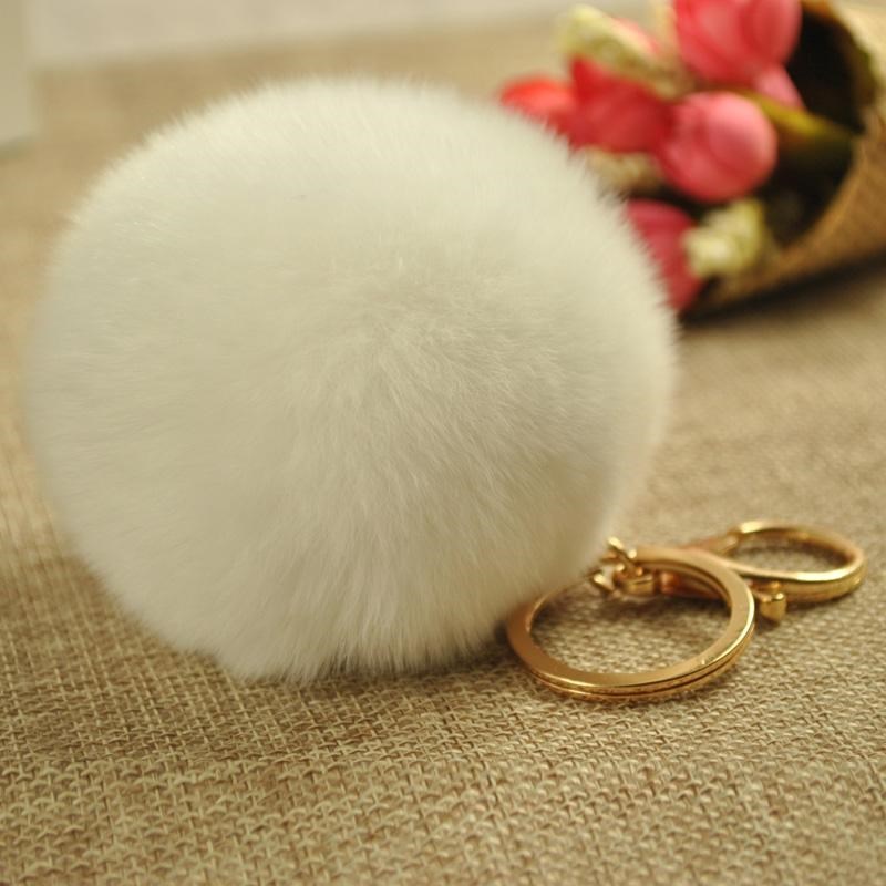 Cute Rex Rabbit Fur Ball Keychain