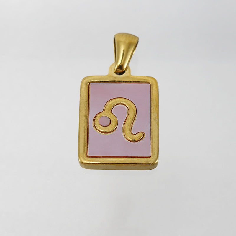 Stainless Steel Square Shell Zodiac Necklace