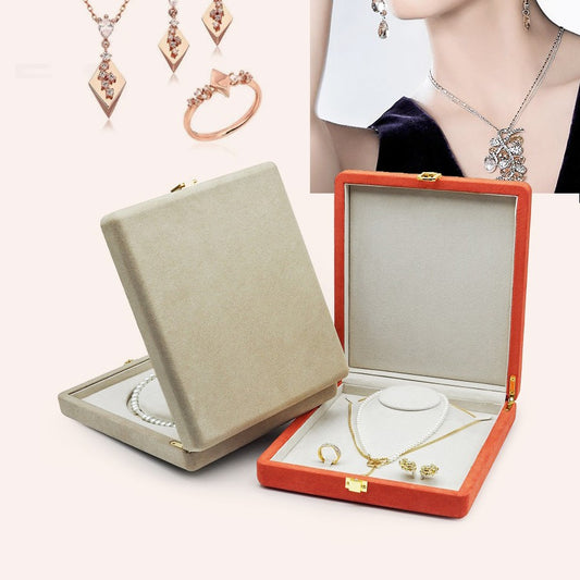 High-grade Rounded Microfiber Large Pearl Necklace Suit Jewelry Storage Box