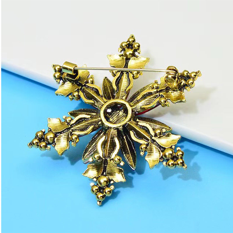 Glass Christmas Snowflake Brooch