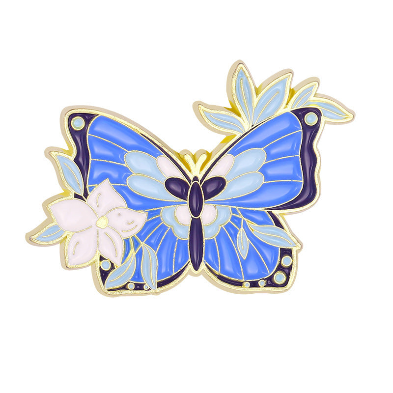 Flower Glaze Lily Colorful Butterfly Brooch