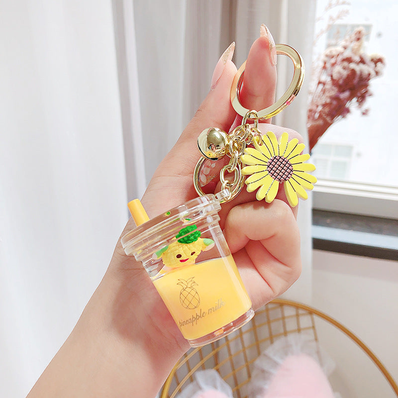 Cartoon Fruit Daisy Keychain Acrylic Bottle