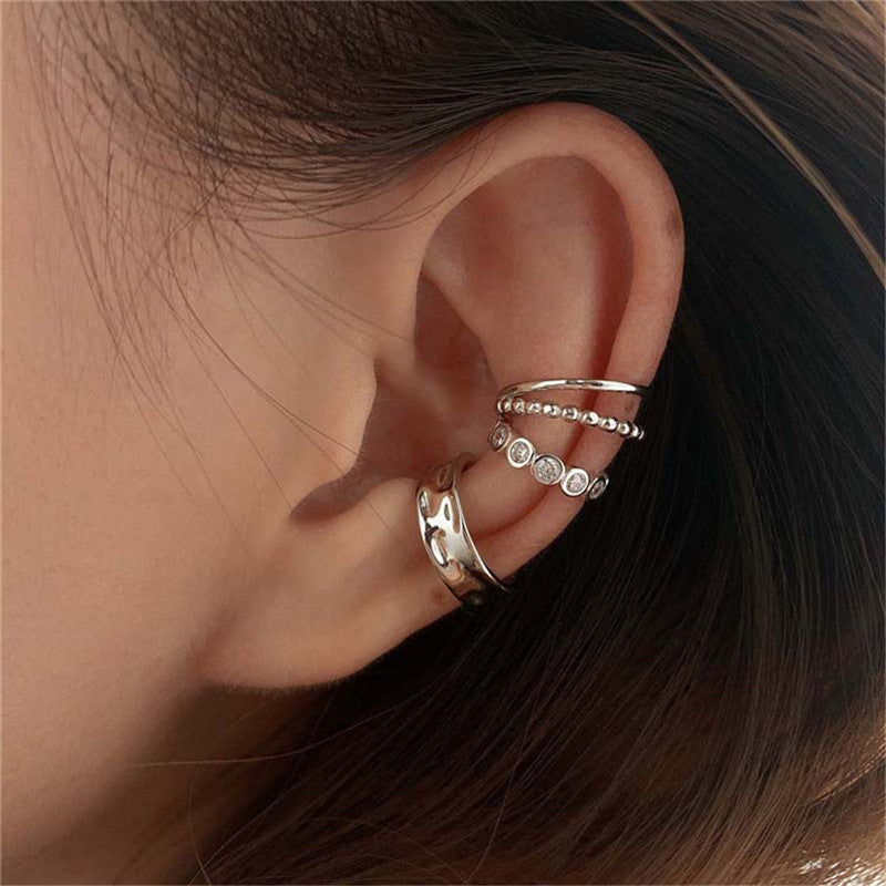 Explosion Style Tassel C-shaped Copper Zircon Ear Bone Clip 4 Pcs Butterfly