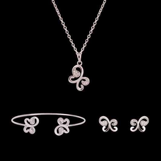 Three-piece Set Of New Butterfly Diamond Jewelry