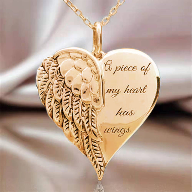 European And American Angel Wings Lettering Necklace