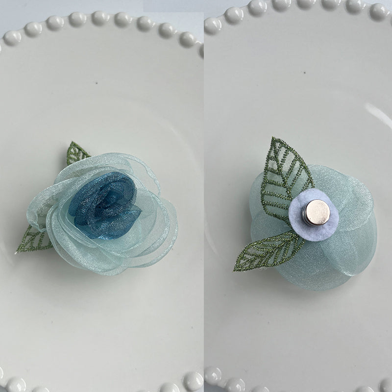 Pearly Gauze Petal Rose Brooch