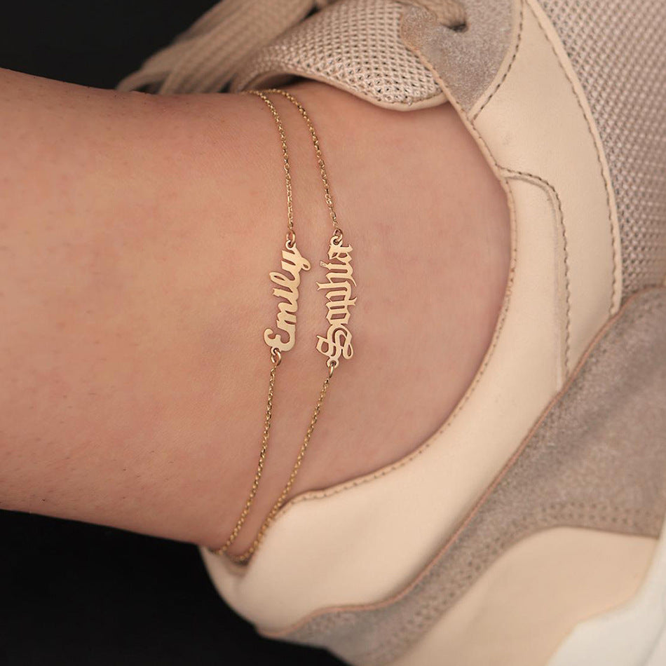 Personalized Custom Gold Plated 316L Stainless Steel Anklet
