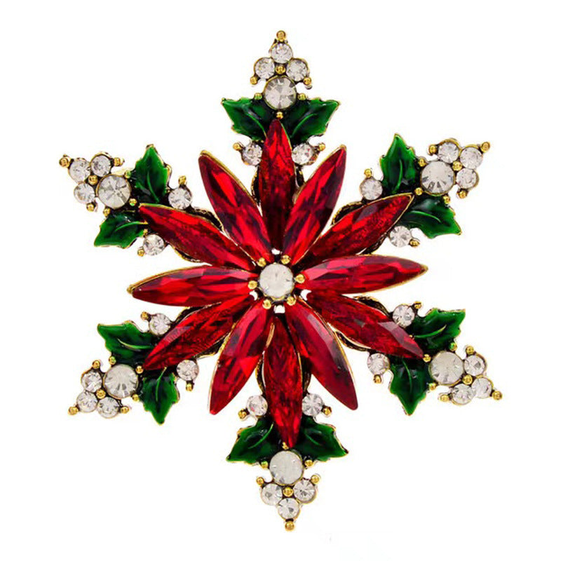 Glass Christmas Snowflake Brooch