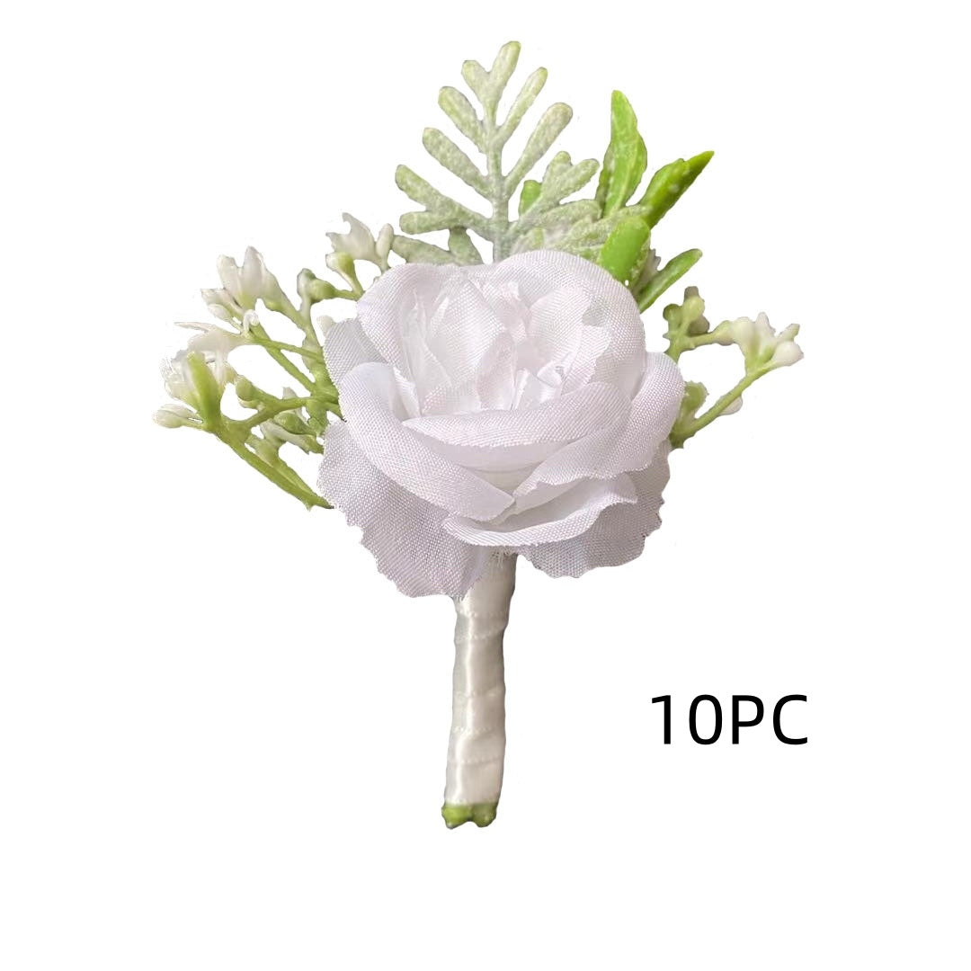 Fabric Rose Bride and Groom Corsage