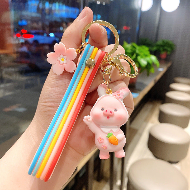 Cherry Blossom Pig Personality Creative Keychain