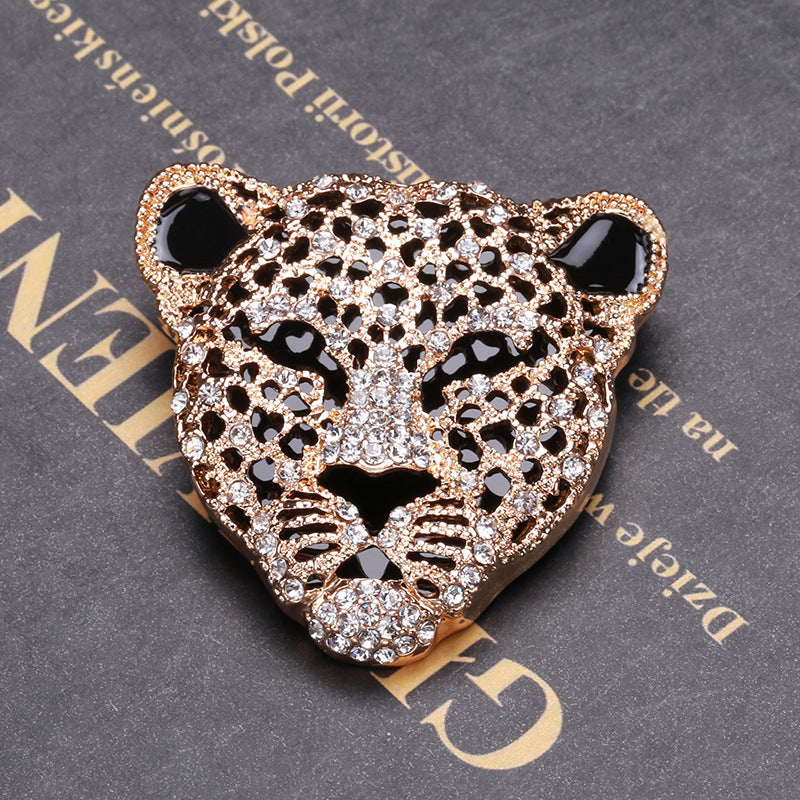 Vintage Fashion Rhinestone Leopard Head Alloy Brooch