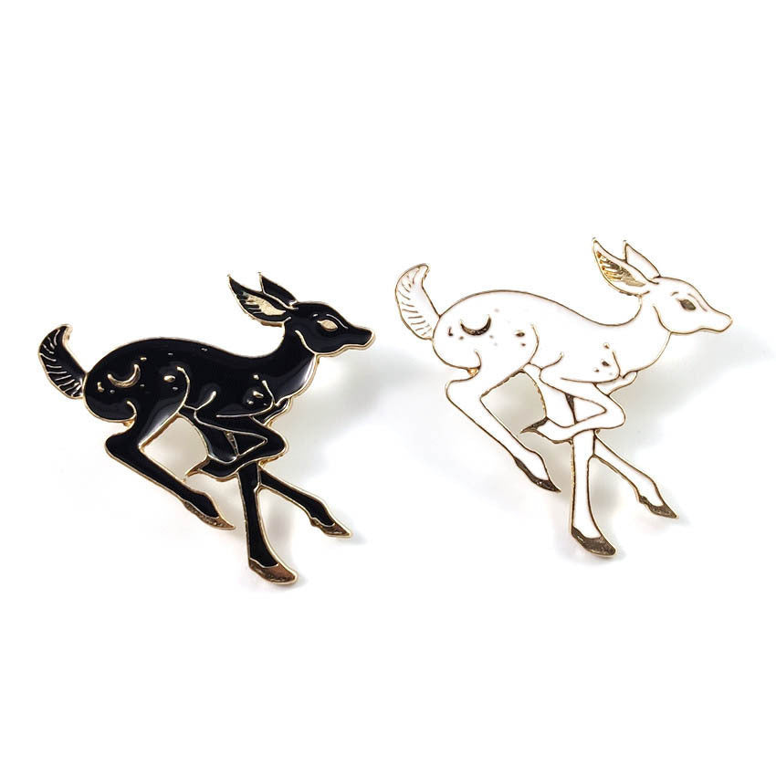 Animal Brooch Black And White Deer Brooch