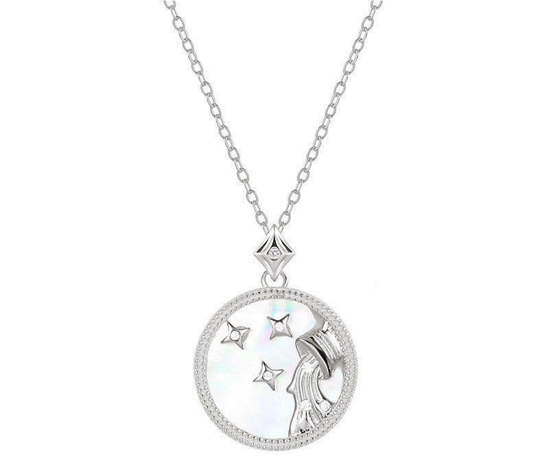 Sterling Silver Zodiac White Shell Necklace