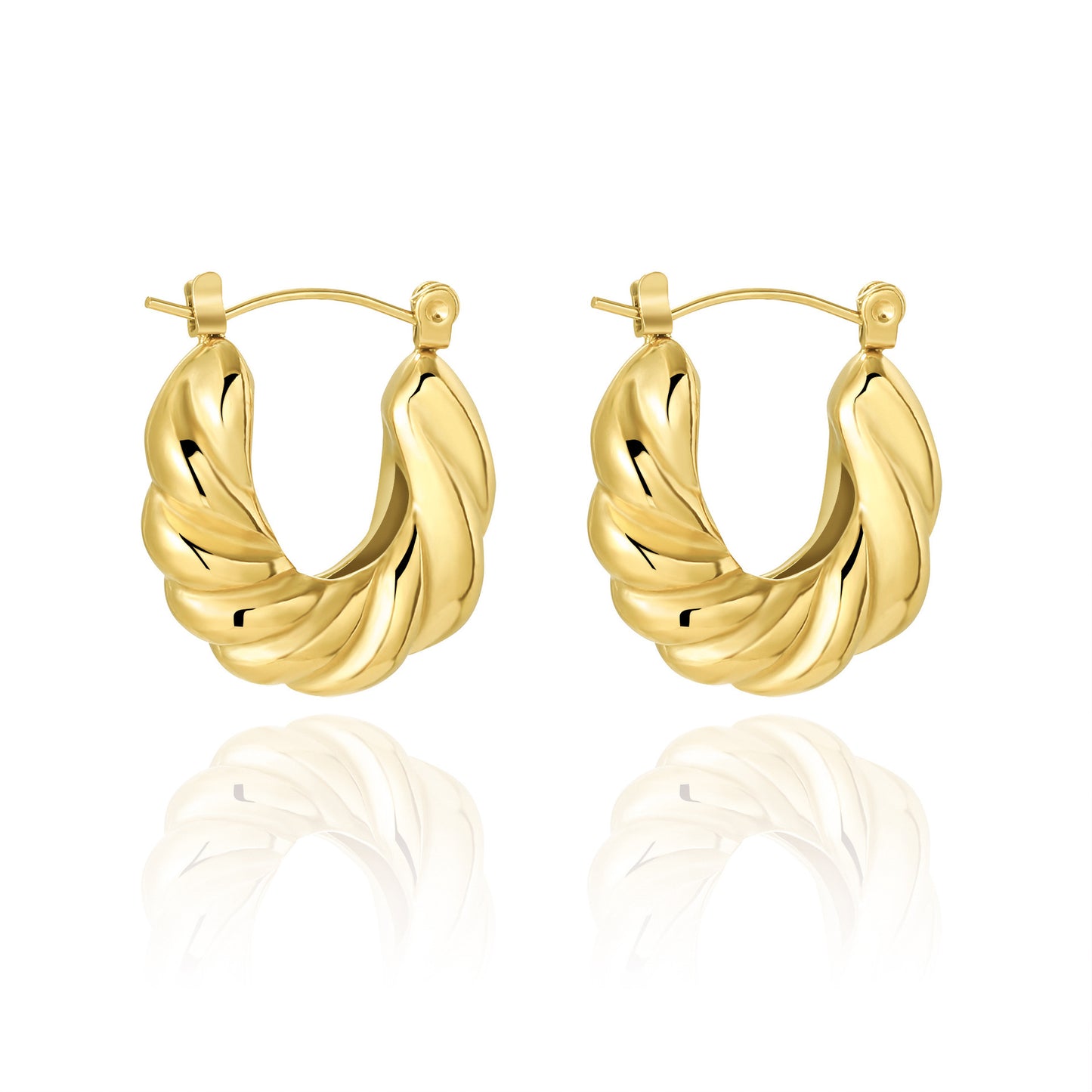 High-grade Titanium Steel Gold-plated Hollow Crescent Earrings