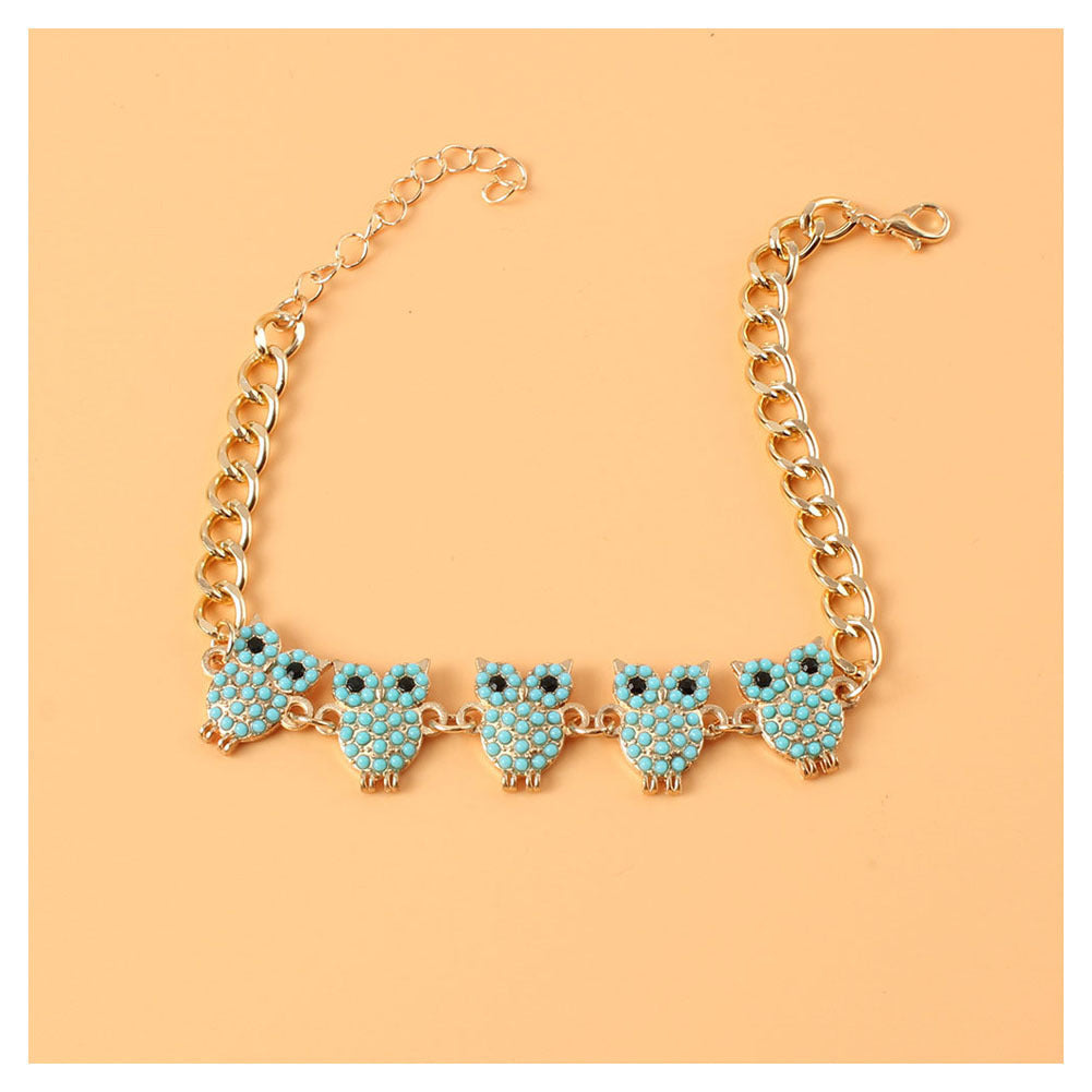 Vintage Alloy Owl Pendant Anklet Anklet