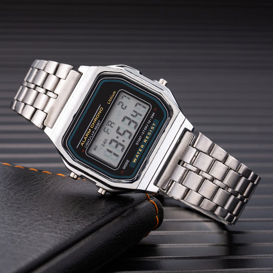 LED Electronic Watch Steel Band A159 Harajuku Style Watch Multifunction