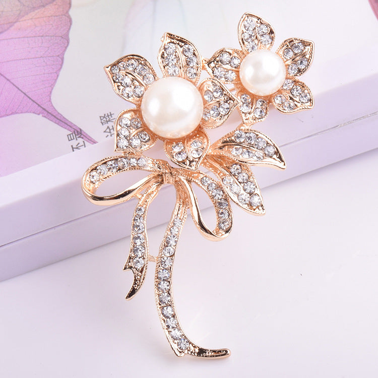 Bow Pearl Brooch For Women