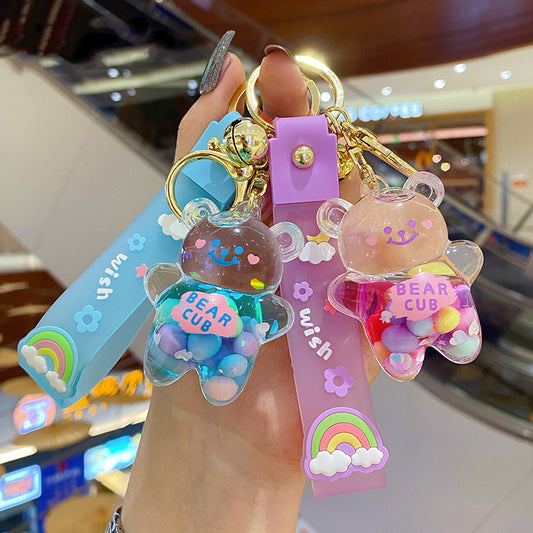 Liquid Oil Bear Keychain
