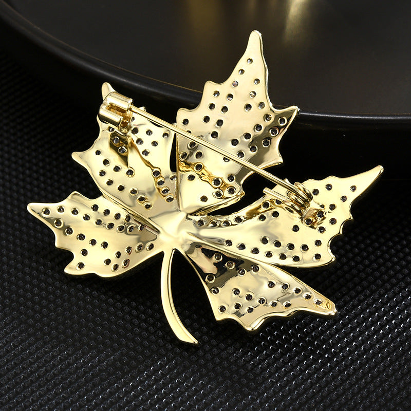 High-end Elegant Golden Maple Leaf Brooch For Women