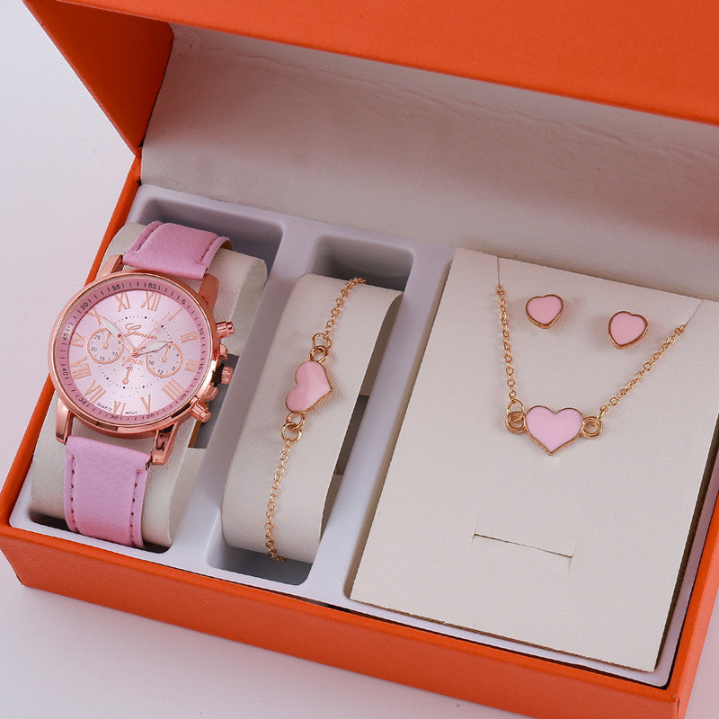 Chic Graduated Belt Watch & Jewelry Set
