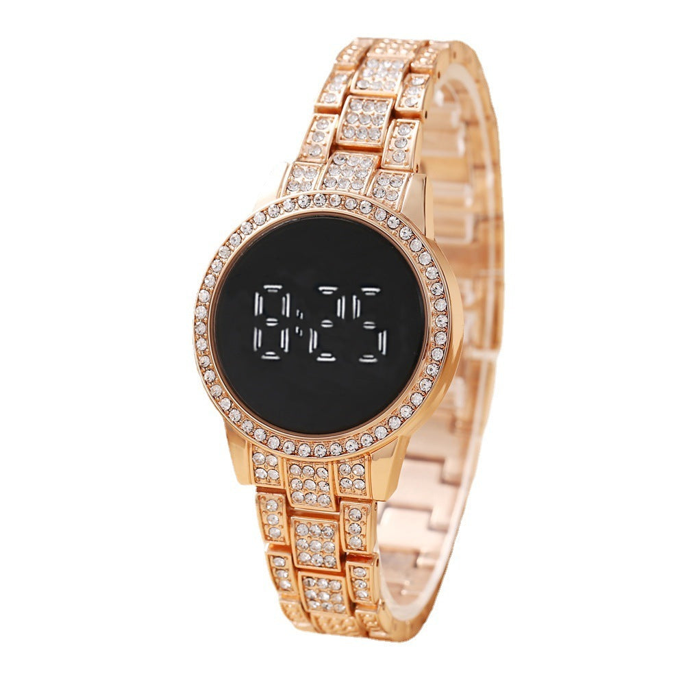 LED Electronic Touch Screen Watch With Diamonds And Stars