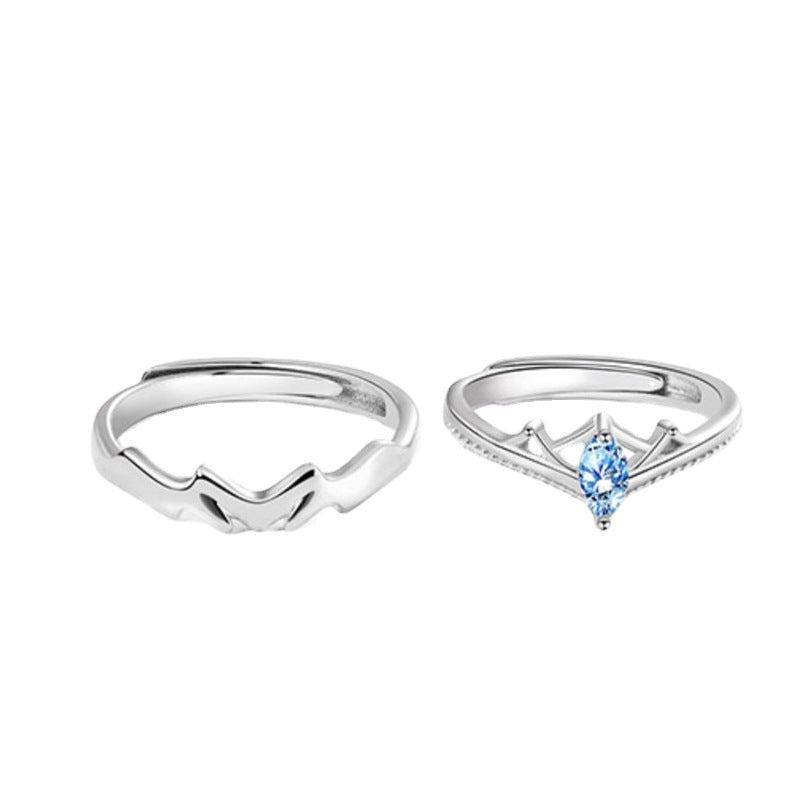 Valentine's Day Gift Fashion Blue Diamond Crown Ring