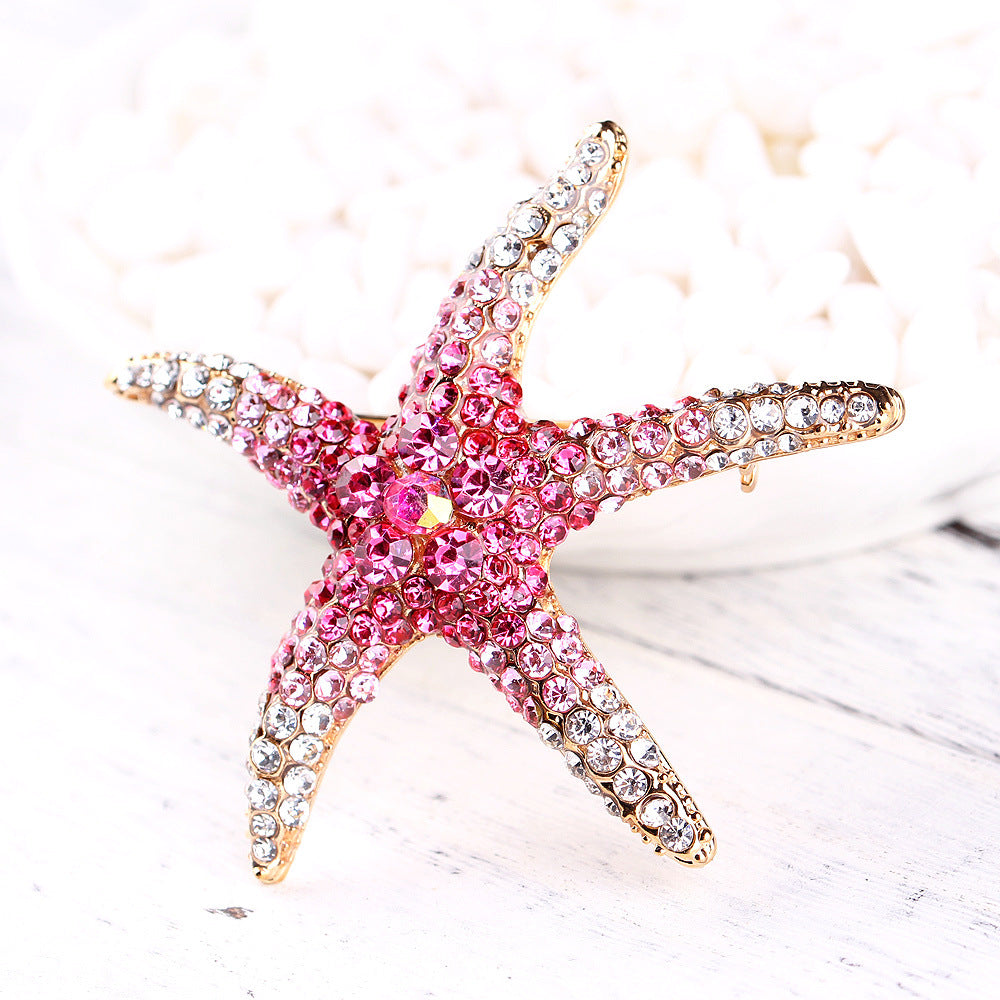 Women's Fashionable All-match Diamond Starfish Brooch