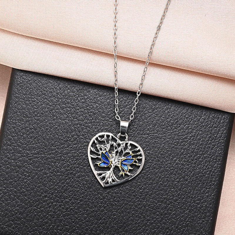 Creative Tree Of Life Butterfly Pendant Necklace