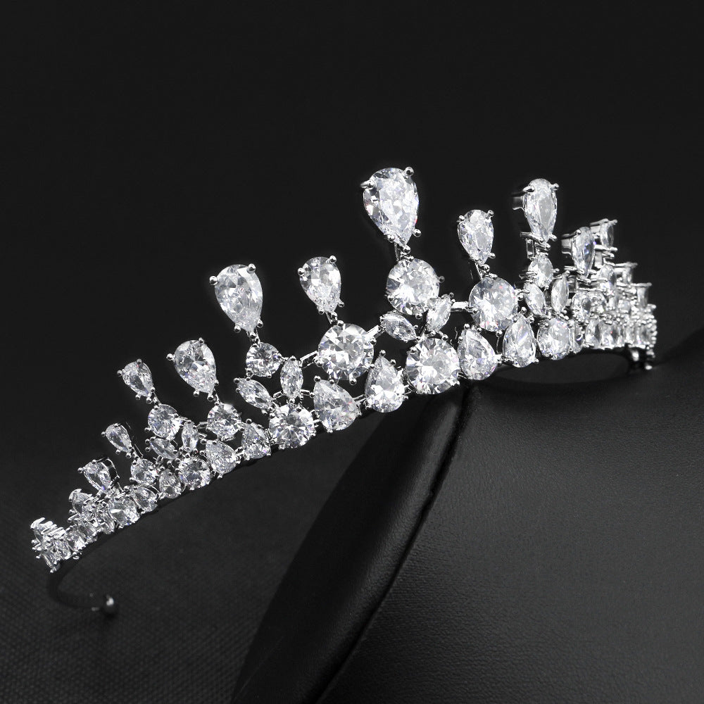 Korean High-end Zircon Crown Bridal Headwear