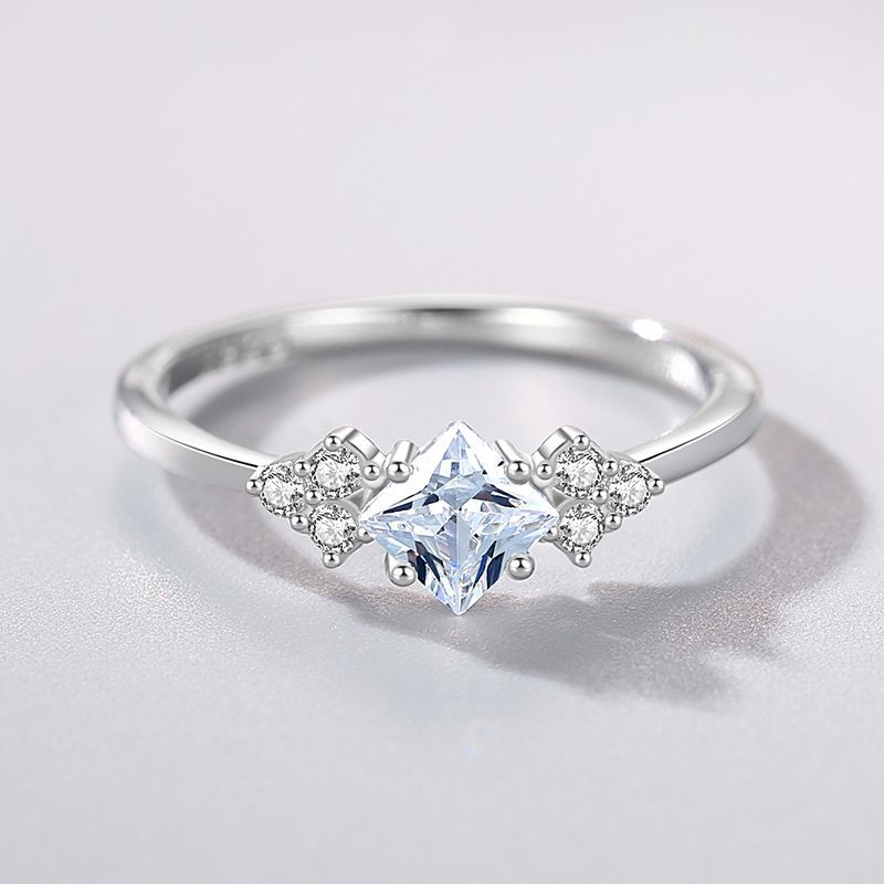 S925 Silver Ring Female Japanese And Korean Simple Light Luxury Zircon