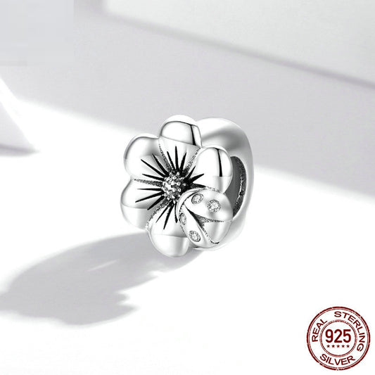 S925 Silver Flower Silicone Positioning Spacer Beads Temperament Girl Diy All-match Jewelry Accessories