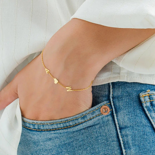 Custom Initial Heart Bracelet
