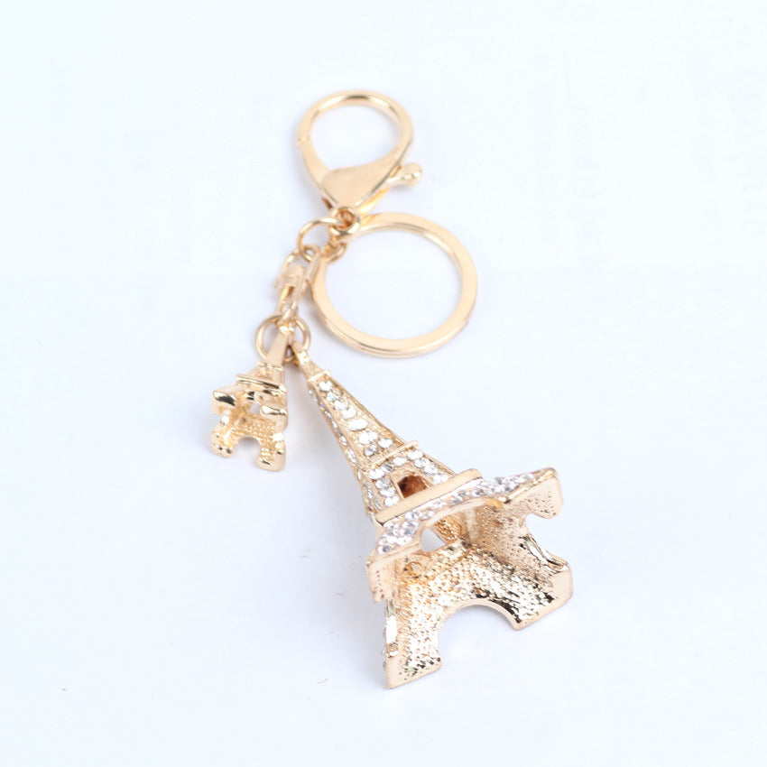 Fashion Crystal Eiffel Tower Pendant Keychain